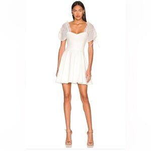 Amanda Uprichard Lovely Dress In Ivory Puff Sleeve Mini